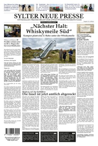 Titelseite der Sylter Neuen Presse Ausgabe 10/26: Nächster Halt Whiskymeile Süd